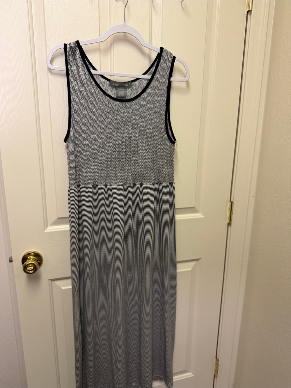 Lark + Grey Black & White Sleeveless Maxi Dress - Chevron & Stripe